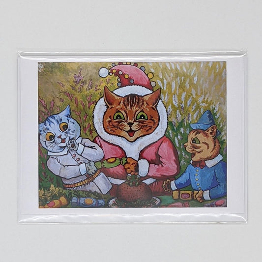 Louis Wain Plum Pudding Christmas Card – Pack of 5 - Museum of the Mind